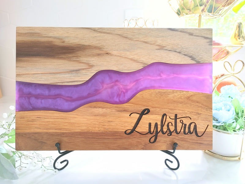 Personalized Teakwood CheeseBoard with Food Safe Colored Resin, Wedding Anniversary Birthday Bridal Christmas Gifts