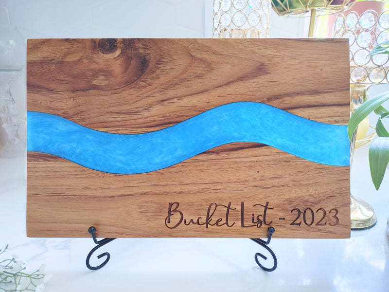 Personalized Teakwood CheeseBoard with Food Safe Colored Resin, Wedding Anniversary Birthday Bridal Christmas Gifts