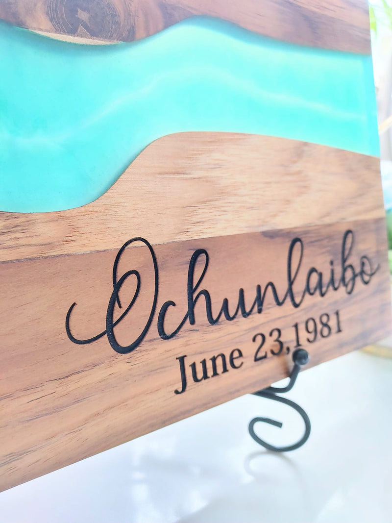 Personalized Teakwood CheeseBoard with Food Safe Colored Resin, Wedding Anniversary Birthday Bridal Christmas Gifts