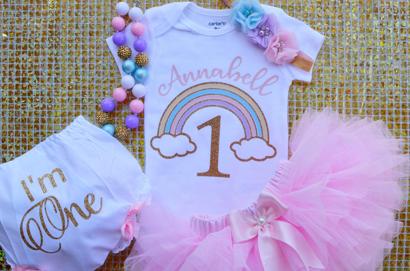 Rainbow Pink Gold Outfit | Personalized