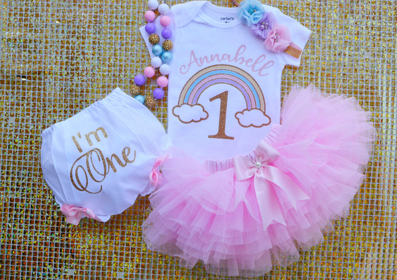 Rainbow Pink Gold Outfit | Personalized