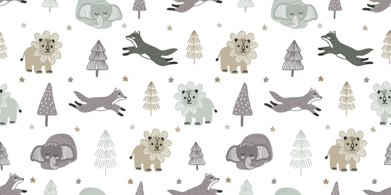 Cute Baby Zoo Animal Seamless Wallpaper