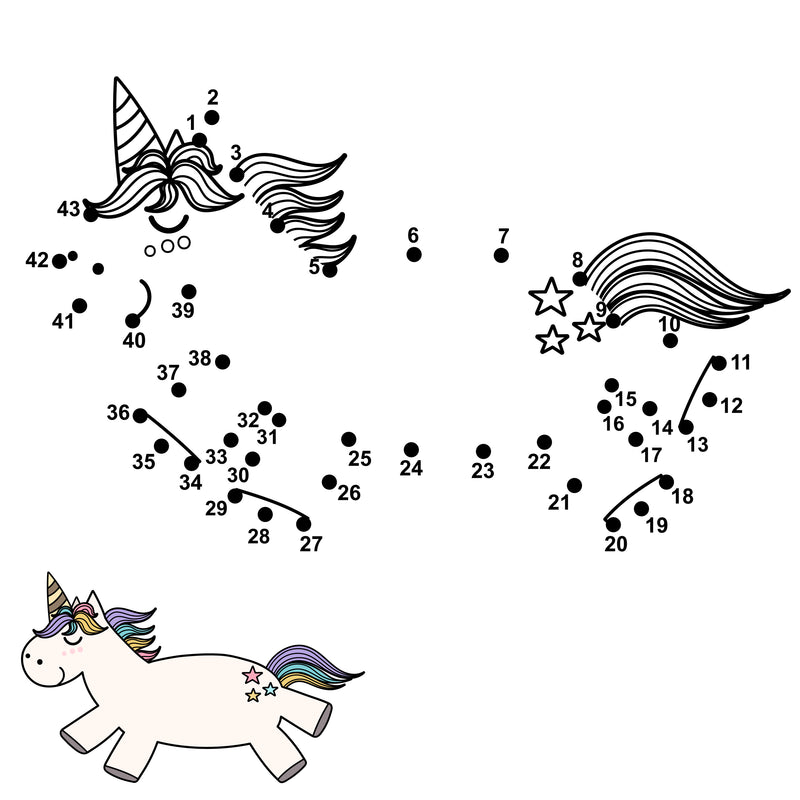 Cute Unicorn Connect the Dots - Free Download