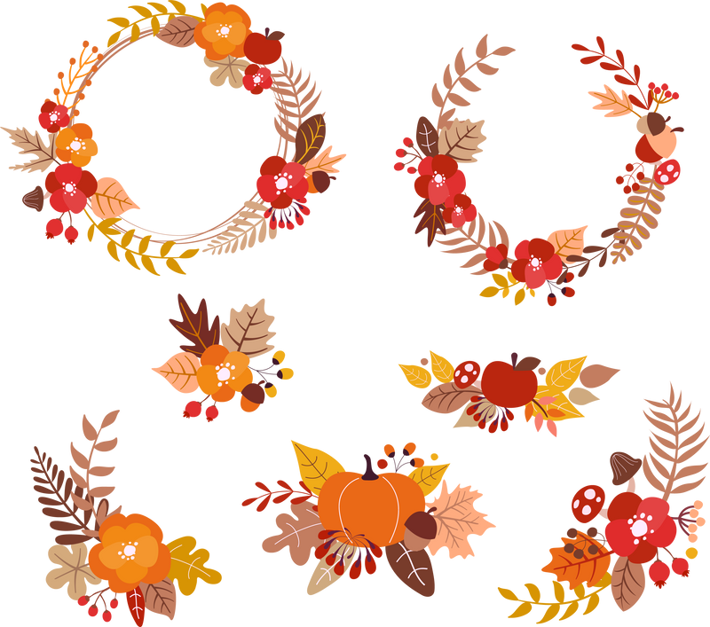 Fall Decorative Wreaths PNG Clipart