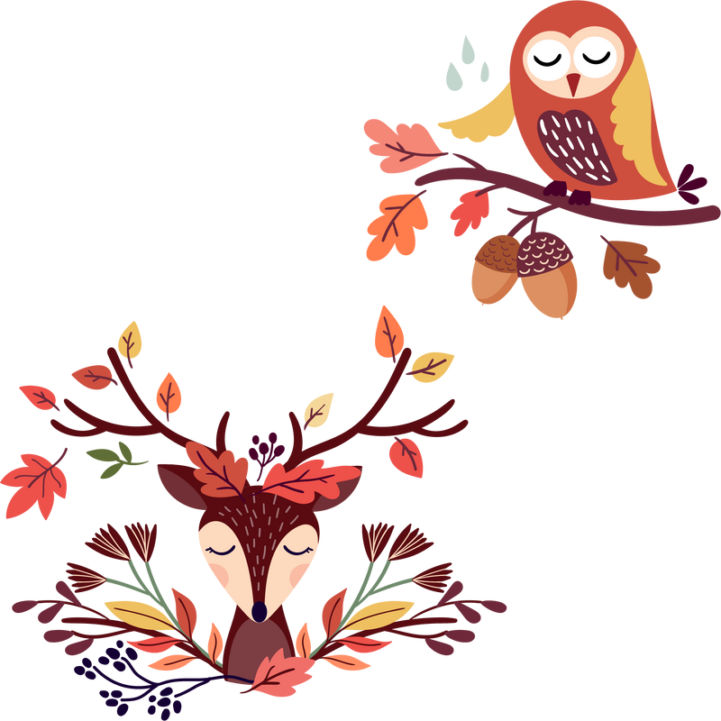 Fall Elements Animal Set PNG Clipart