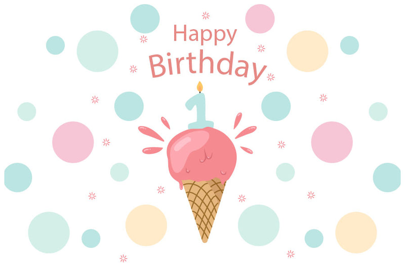 Ice Cream First Birthday Card - Free Download