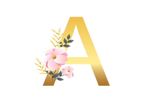 FREE Gold Floral Initial - A