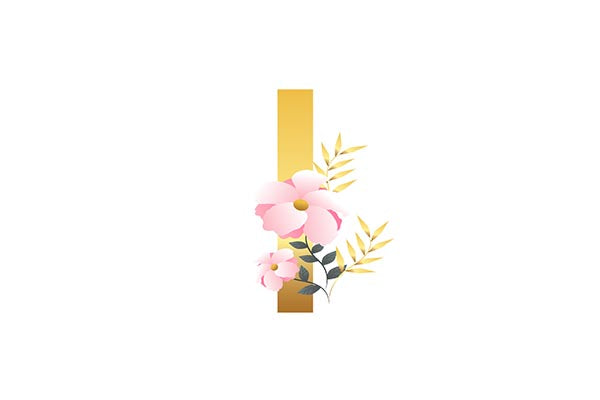 FREE Gold Floral Initial - I