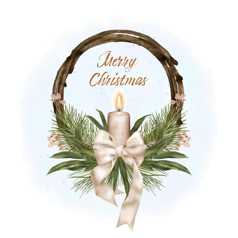 Merry Christmas Wood Wreath PNG Clipart