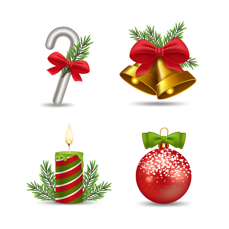 Realistic Christmas Elements PNG Clipart