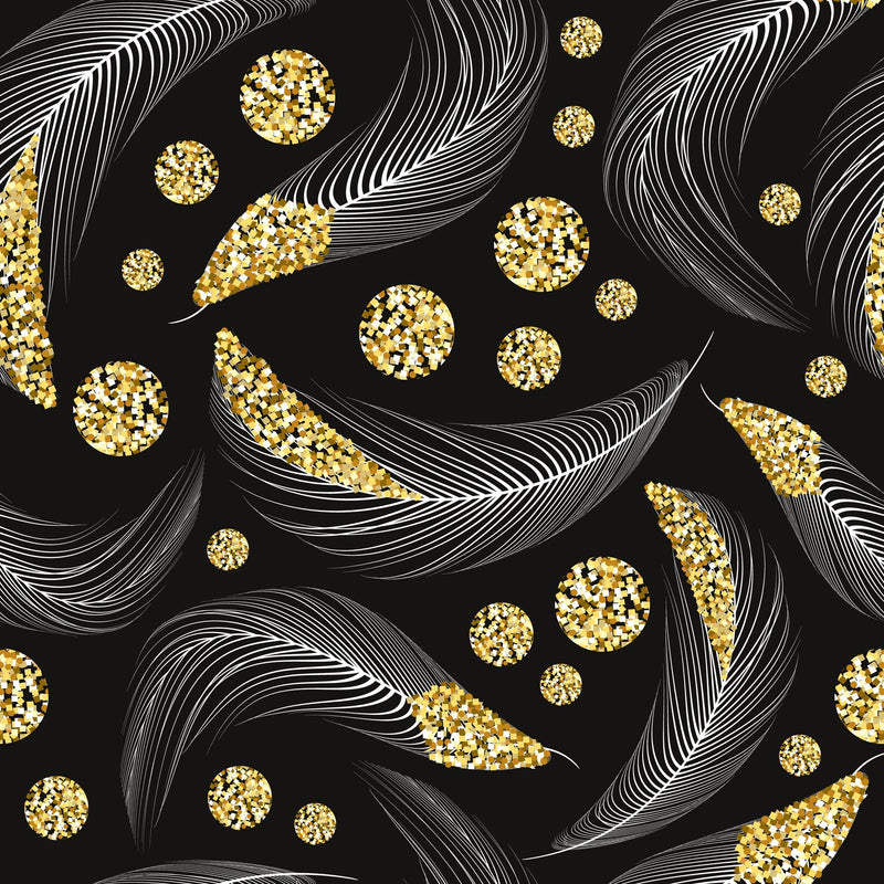 Twirled Feathers Black Seamless Wallpaper