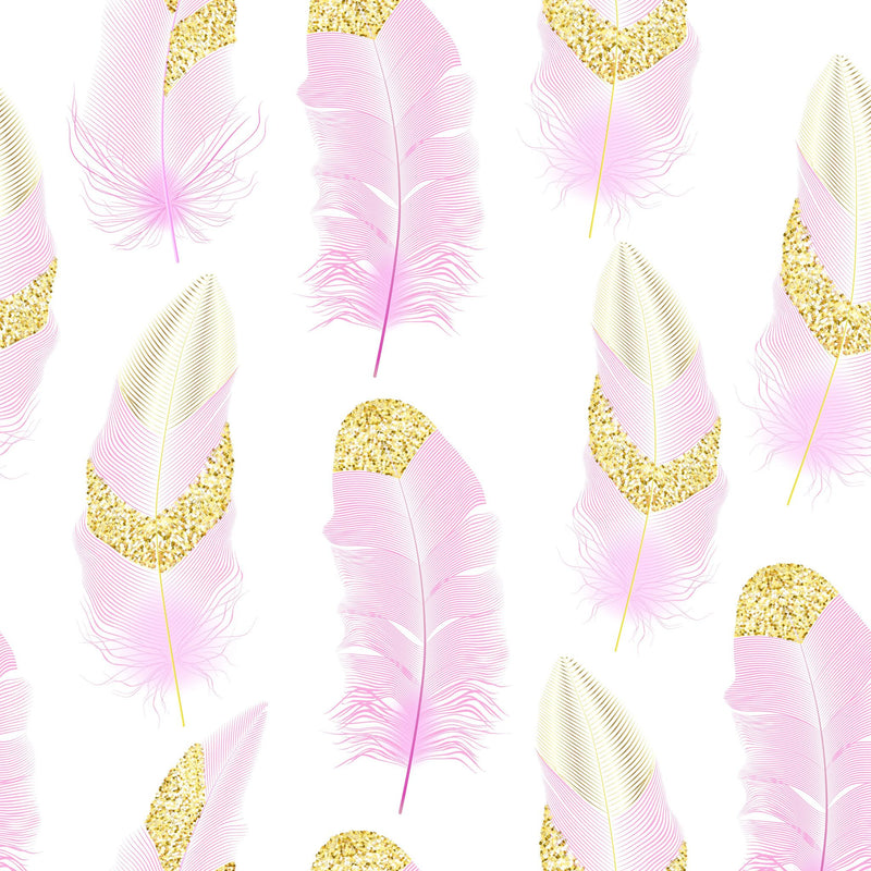 Twirled Feathers Pink Gold Seamless Wallpaper
