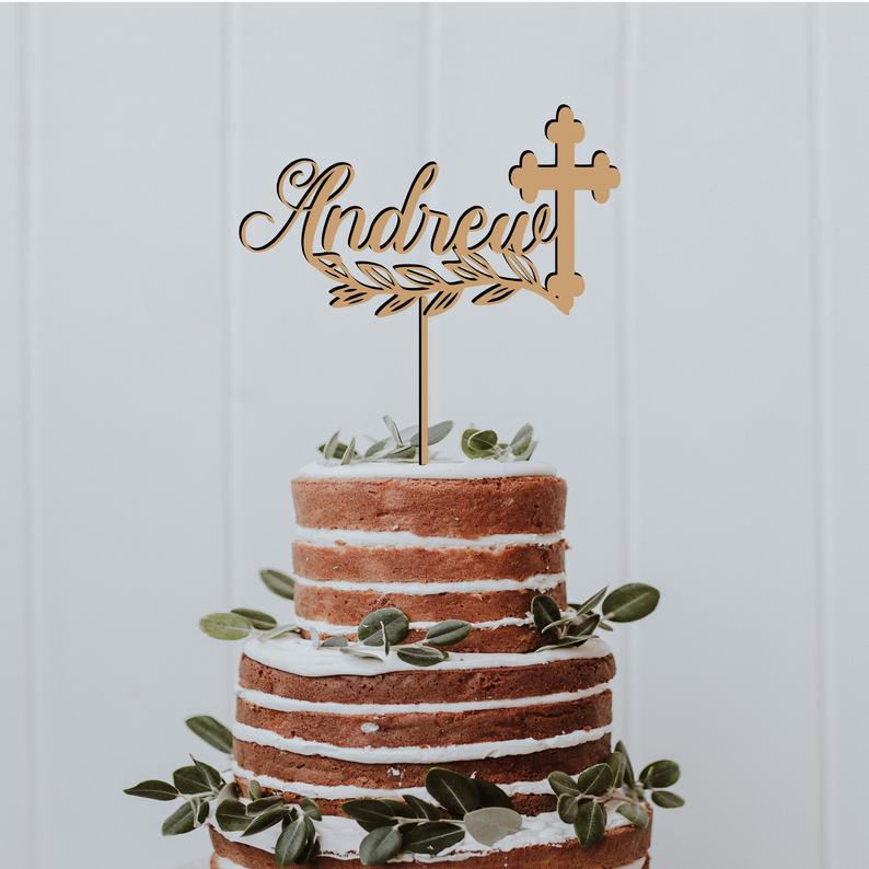 Personalized Baptism Cake Topper