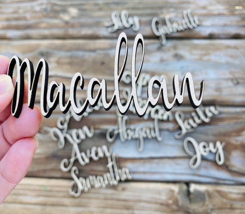 Customized Wooden Name Tags in Script