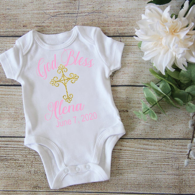 Personalized Baby Girl Baptism Outfit | Christening Shirt