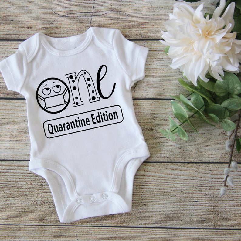 Funny First Birthday Baby Shirt Quarantine Edition - Black