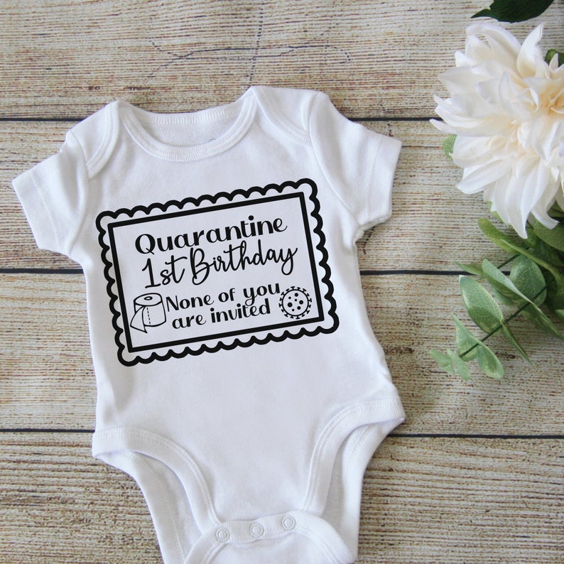 Quarantine First Birthday Baby Shirt - Black