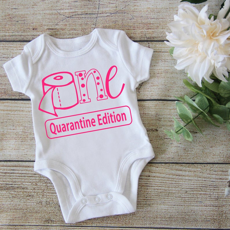 Funny First Birthday Shirt Quarantine Edition - Pink