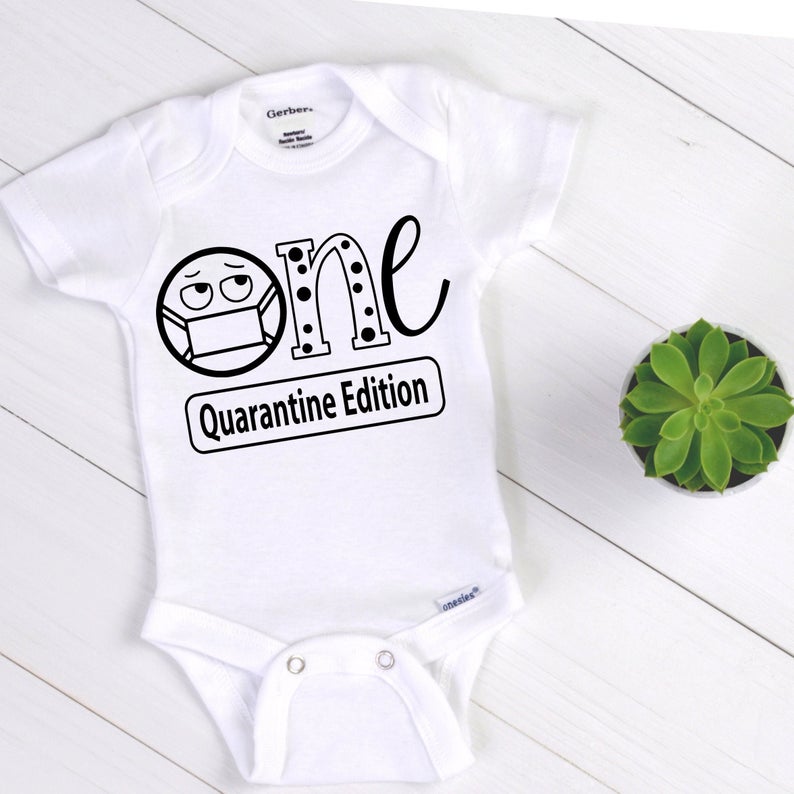 Funny First Birthday Baby Shirt Quarantine Edition - Black