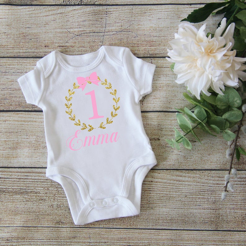 Personalized First Birthday Baby Girl Shirt