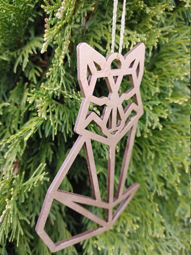 Geometric Fox Wood Ornament