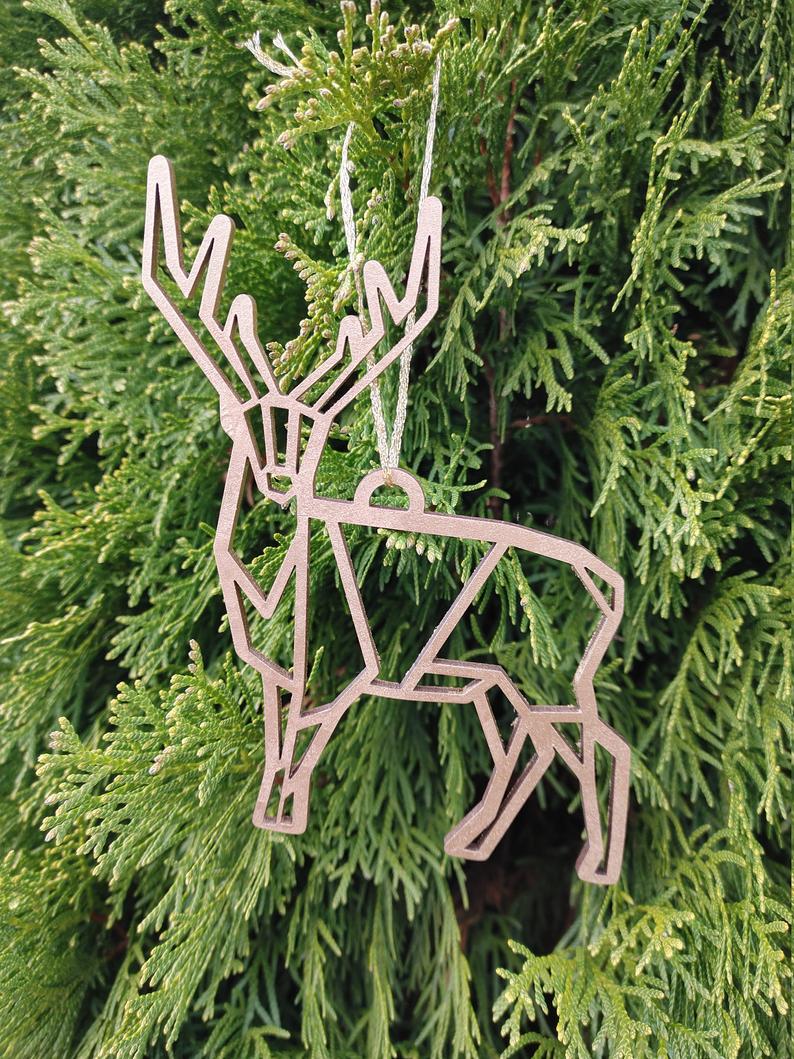 Geometric Deer Wood Ornament