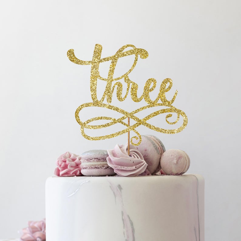 Gold Three Cake Topper