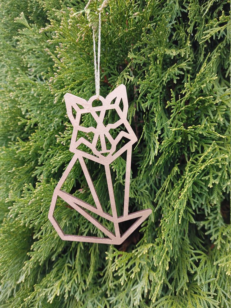 Geometric Fox Wood Ornament