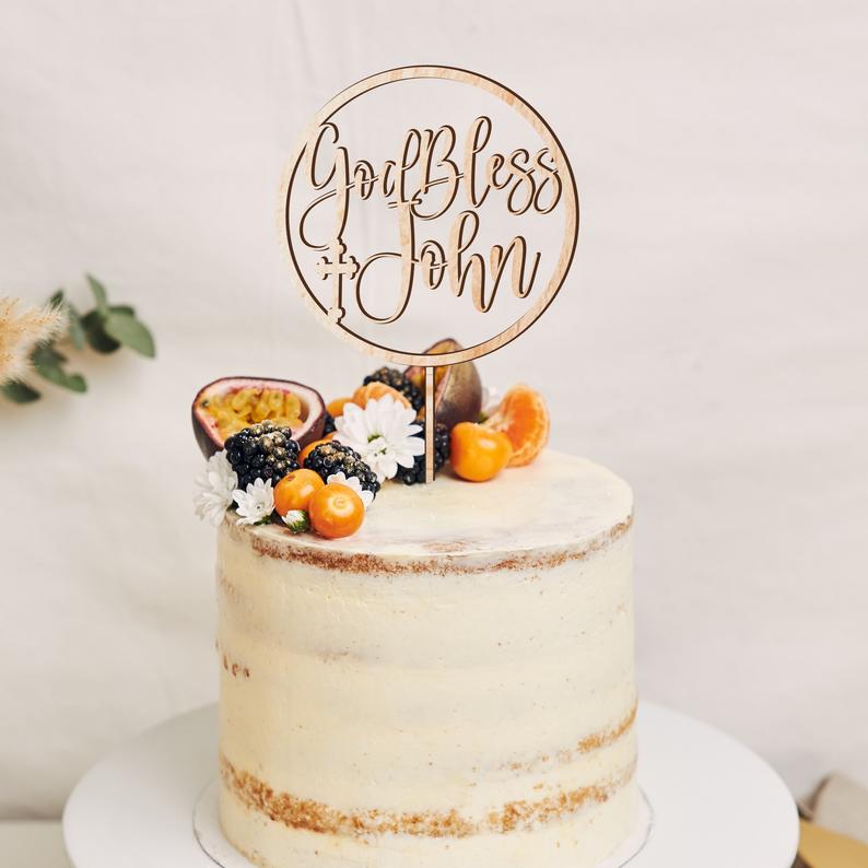 Personalized God Bless Cake Topper