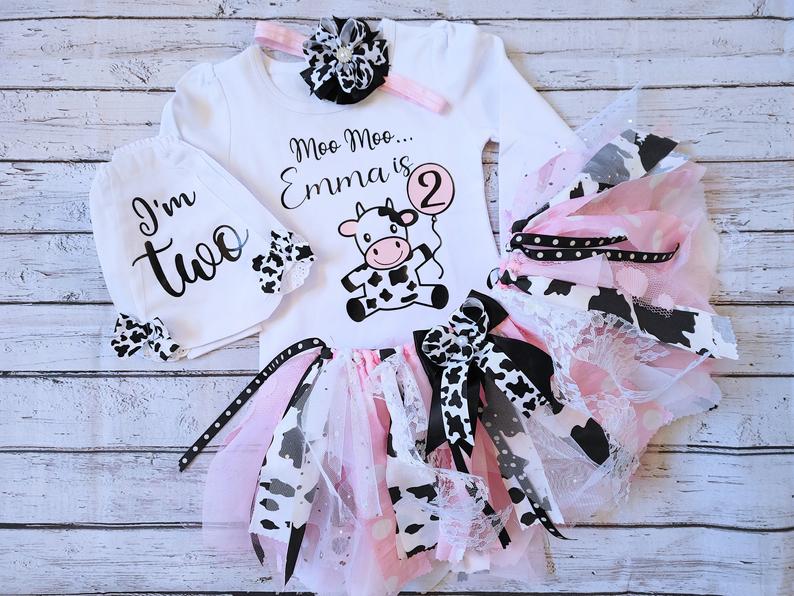 Moo Moo I'm Two Cow Outfit | Personalized