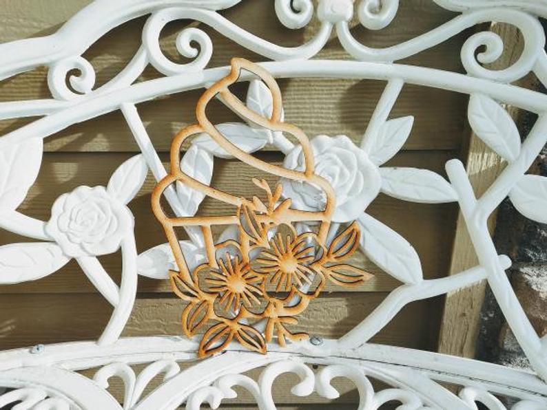 Floral Cupcake Wood Wall Art Decor -  Gift Idea