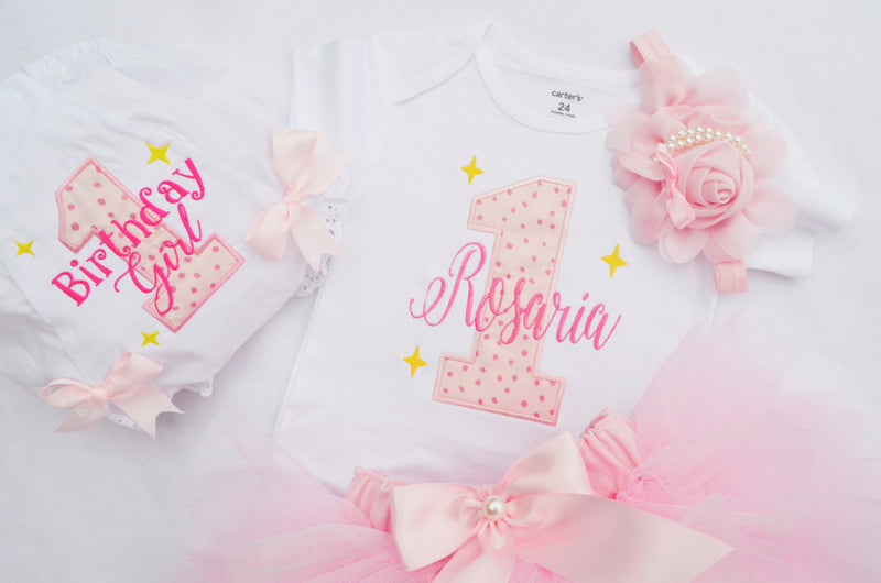 Little Stars Pink Gold Outfit | Personalized