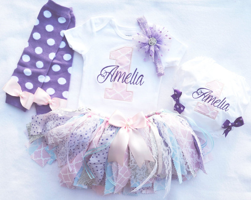 Pastel Rainbow Fabric Tutu Outfit | Personalized