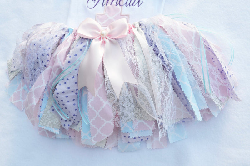 Pastel Rainbow Fabric Tutu Outfit | Personalized