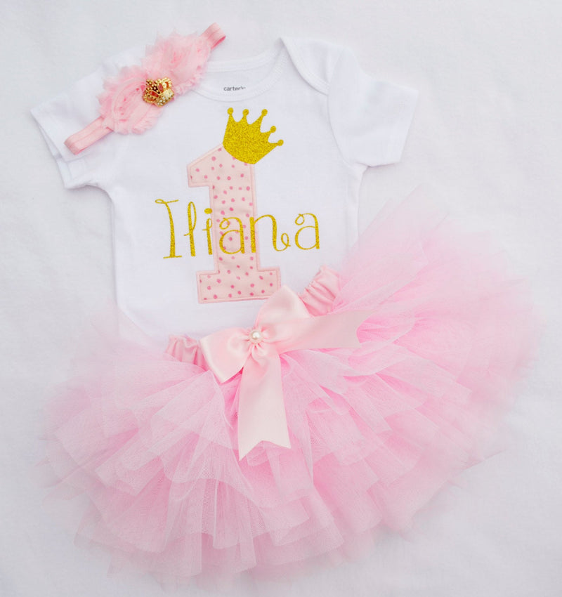 Princess Baby Pink Gold Outfit | Personalized