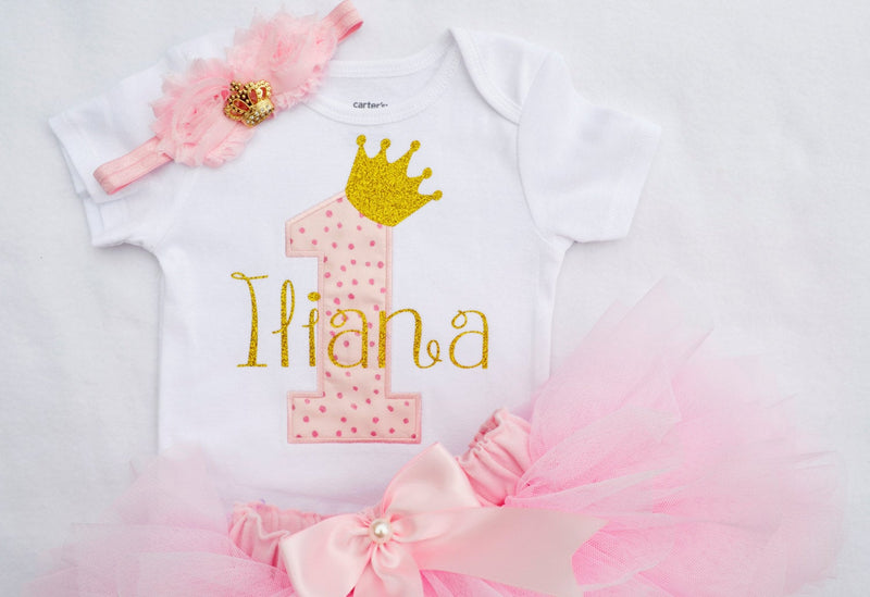 Princess Baby Pink Gold Outfit | Personalized