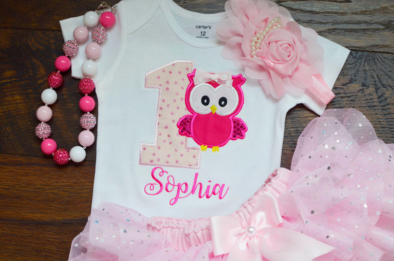 Sparkle Pink Owl Outfit | Personalized