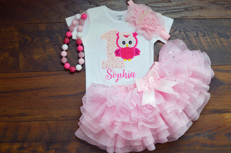 Sparkle Pink Owl Outfit | Personalized