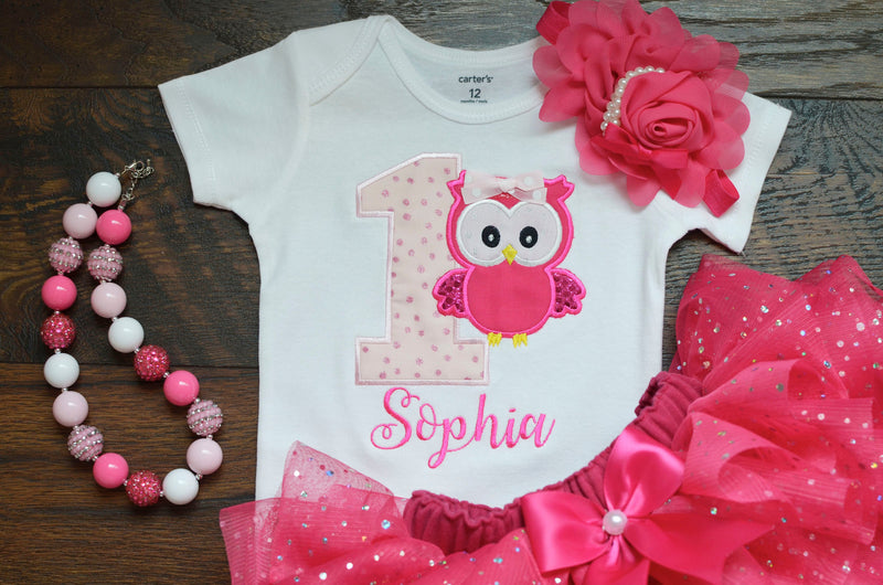 Sparkle Owl Hot Pink Outfit | Personalized