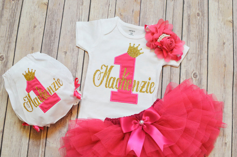 Princess Hot Pink Gold Outfit | Personalized