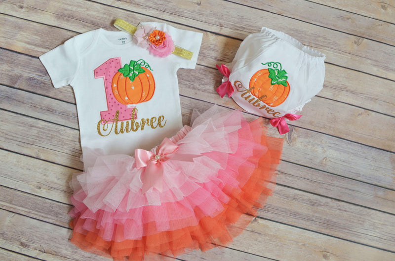 Pink Gold Orange Pumpkin Outfit | Personalized