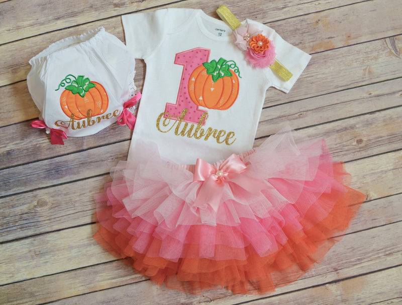 Pink Gold Orange Pumpkin Outfit | Personalized