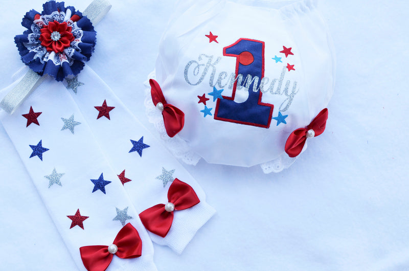 Patriot Baby Girl 4th of July Outfit | Personalized