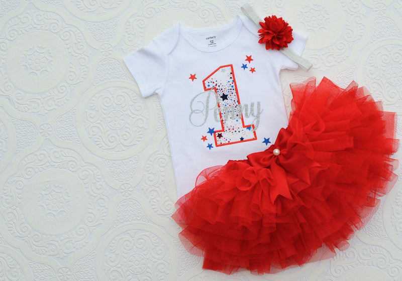 Patriot Baby Girl 4th of July Outfit | Personalized