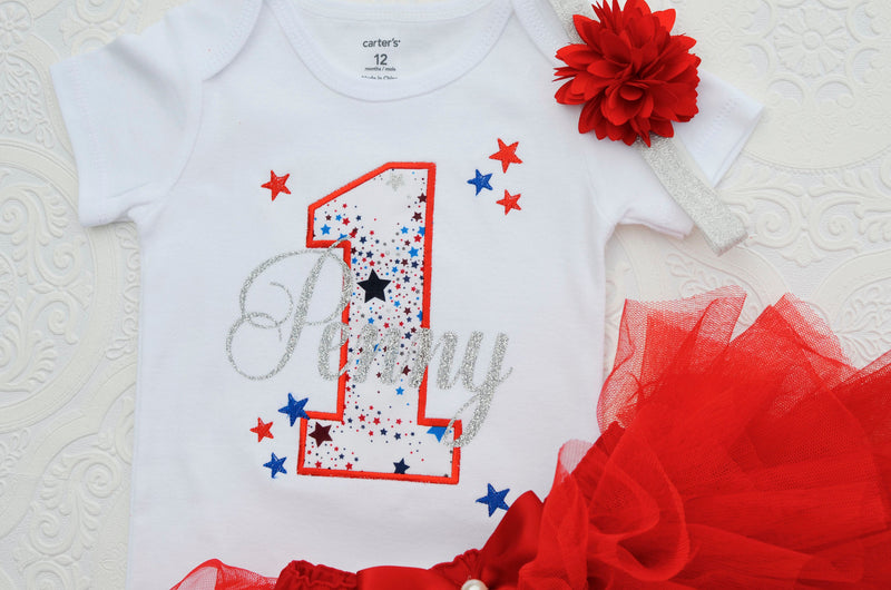 Patriot Baby Girl 4th of July Outfit | Personalized