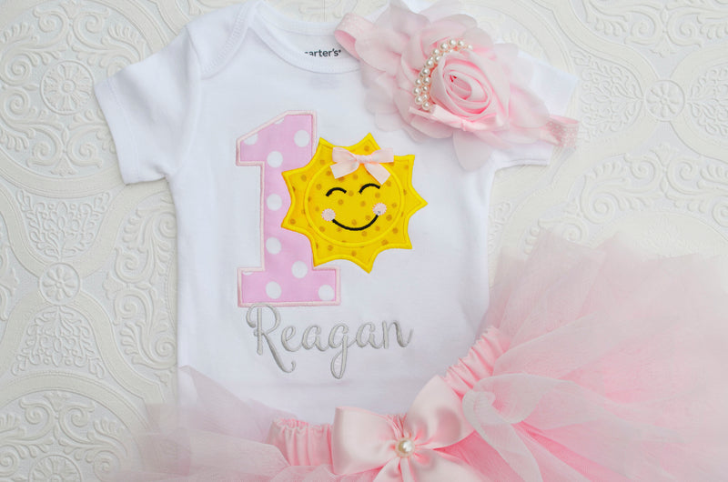 You Are My Sunshine Pink Yellow Silver Outfit | Personalized