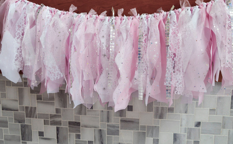 Winter Onederland Birthday High Chair Tutu | Pink Silver Garland