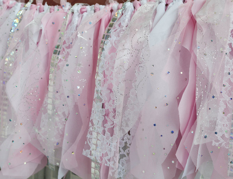 Winter Onederland Birthday High Chair Tutu | Pink Silver Garland