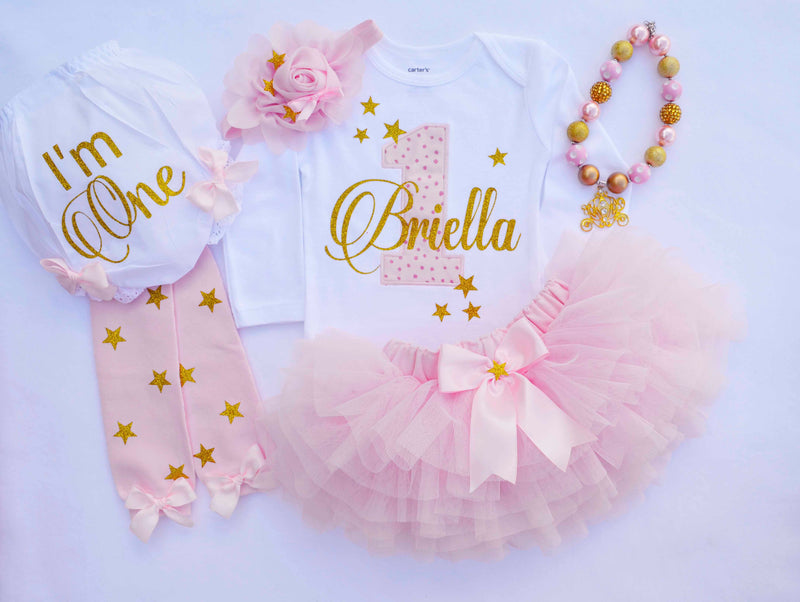 Little Stars Pink Gold Outfit | Personalized