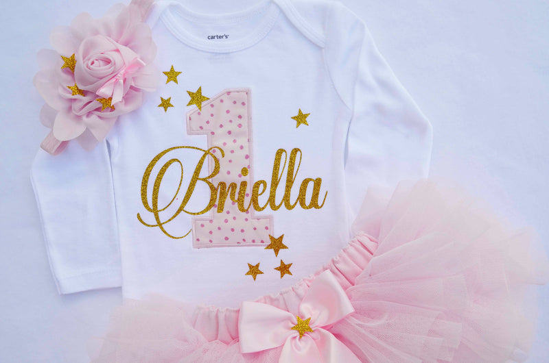 Little Stars Pink Gold Outfit | Personalized